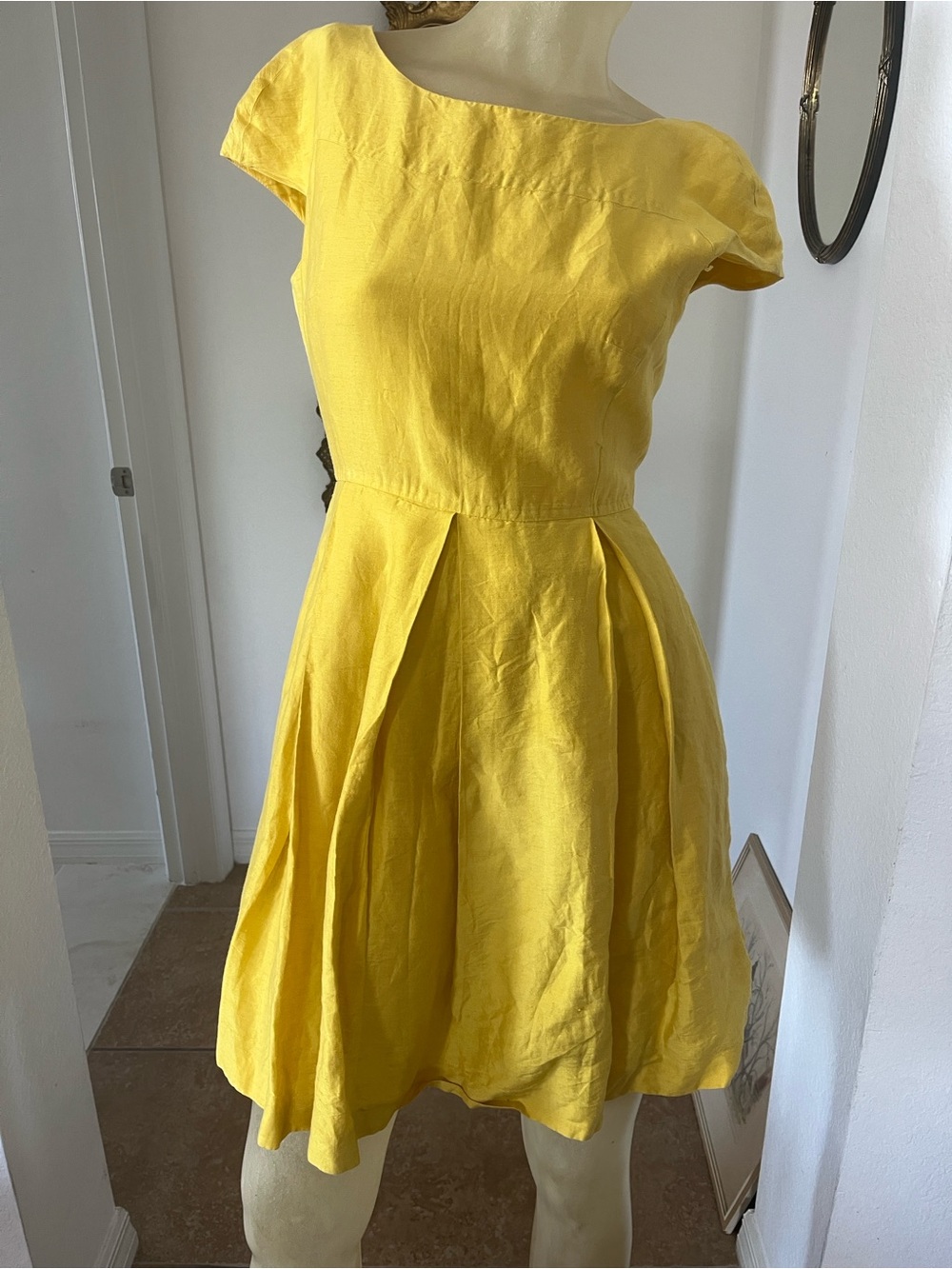 Weekend MaxMara Sunny Yellow Fit-and-Flare Silk Blend Dress